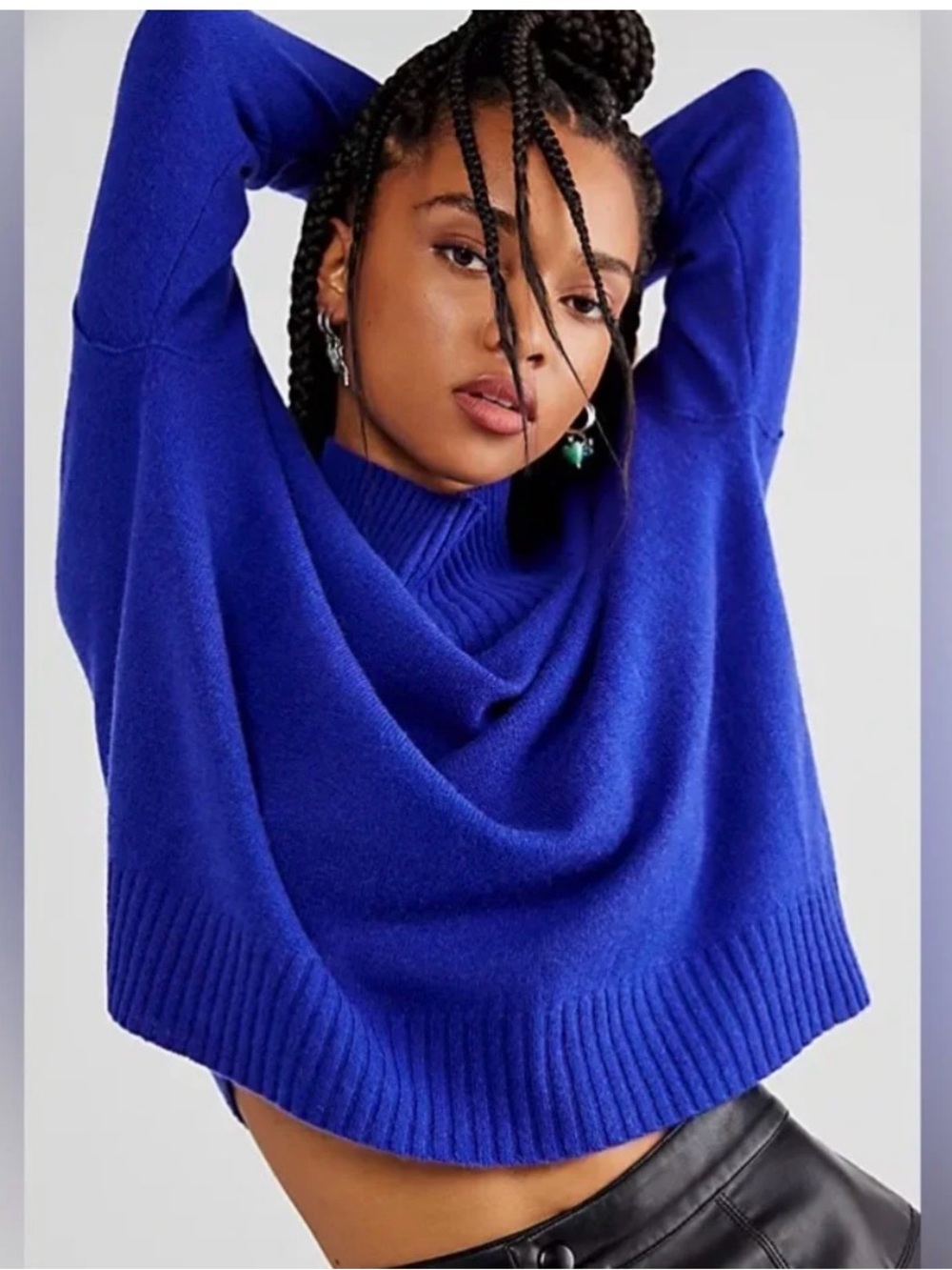 Free People Cobalt Blue Cashmere Poppy Turtleneck Sweater Small